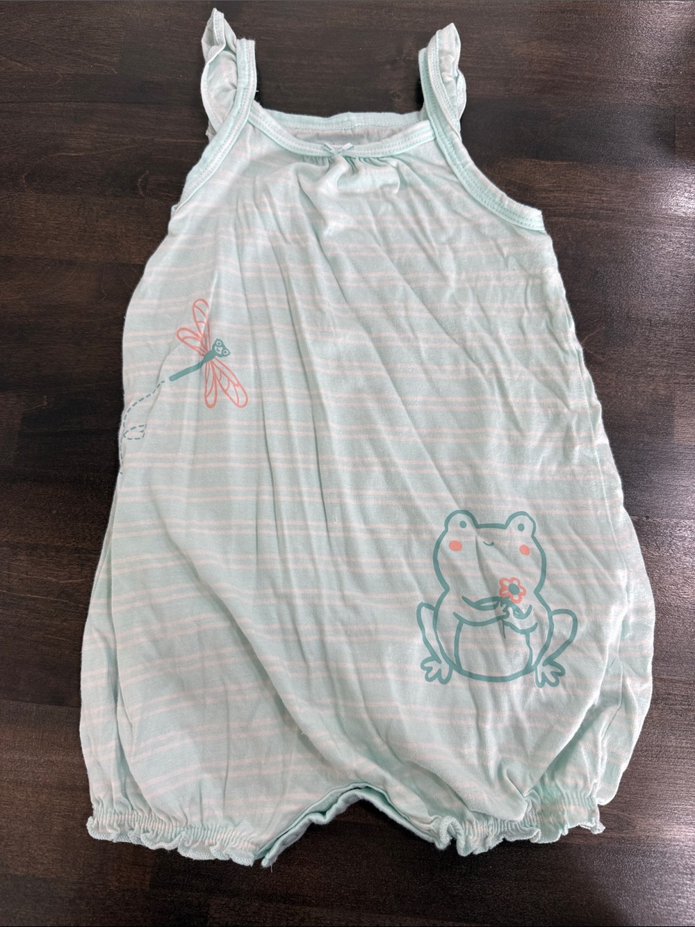 Kids Sleeveless Mint Green Frog Romper